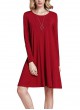 Rounded Neck Long Sleeve Baby Doll Dress 